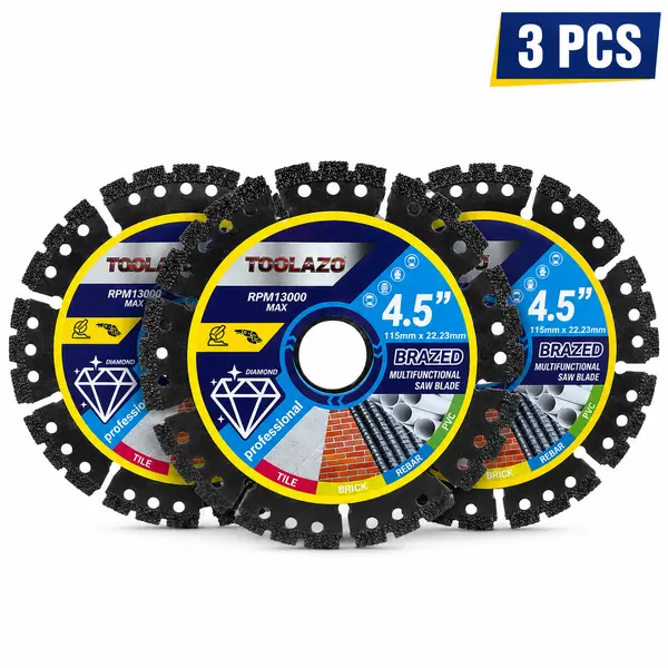 3-Pack (3p) 4.5 inches (115mm x 22.23mm) Multi-Purpose Saw Blades with Black Teeth