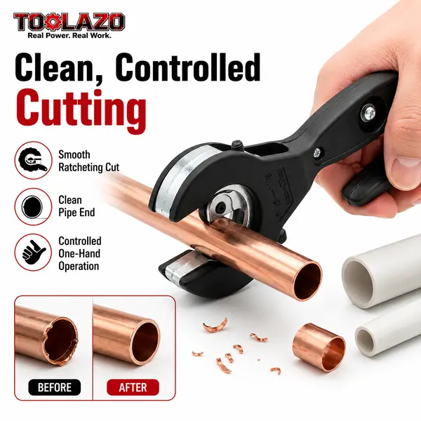 1 × Ratchet-Type Copper Pipe Cutter Tool with Deburring Blade
