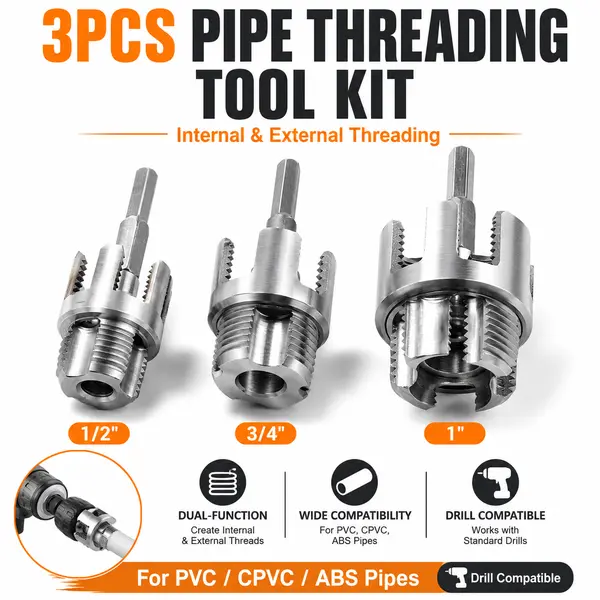 Bestgle 3-Piece Dual-Function Internal & External Threading Tool Set