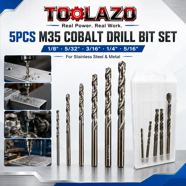 5-Piece M35 Cobalt Steel Drill Bit Set (1/8