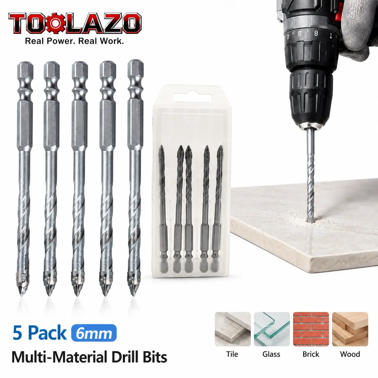 5-Pack 6mm Four-Flute Carbide-Tip Drill Bits — product image 1 of 9