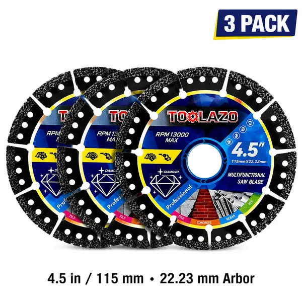 3-Pieces 4.5 in Black Teeth Diamond Edge Slotted Cutting Wheels