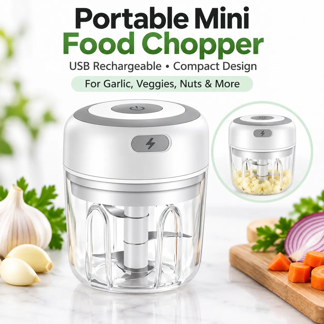 USB Rechargeable Electric Garlic Chopper